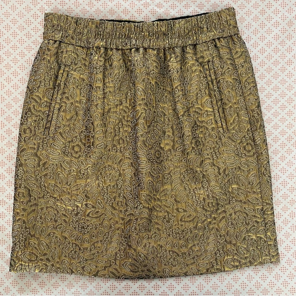 Loft Gold Sheen Metallic Holiday Mini Skirt NWT